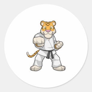 Tiger bei Martial Arts Karate Runder Aufkleber
