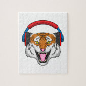 Tiger bei Musik mit Headphone Puzzle (Vertikal)