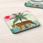 Tiger bei Sonnenaufgang Getränkeuntersetzer (Linke Seite)