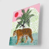 Tiger bei Sonnenaufgang Quadratische Wanduhr (Winkel)