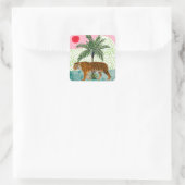 Tiger bei Sonnenaufgang Quadratischer Aufkleber (Tasche)