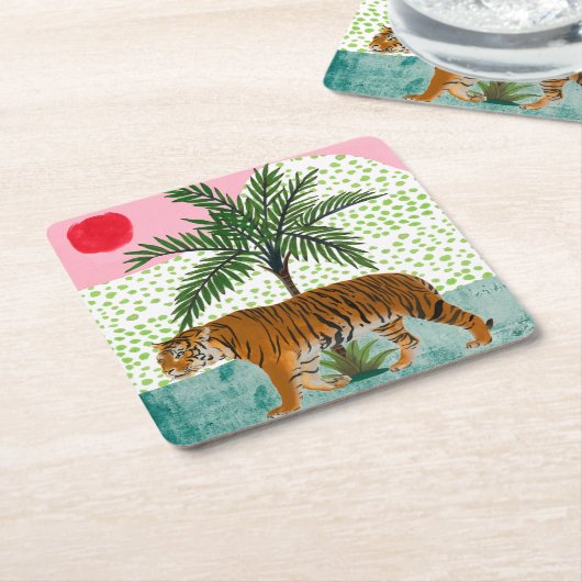 Tiger bei Sonnenaufgang Rechteckiger Pappuntersetzer (angewinkelt)