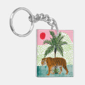 Tiger bei Sonnenaufgang Schlüsselanhänger (Vorderseite links)