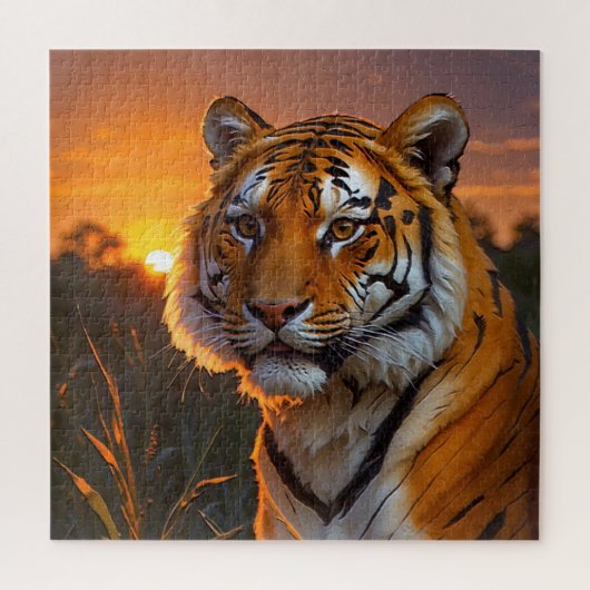 Tiger bei Sonnenuntergang Puzzle (Vertikal)