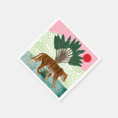 Tiger bei Sonnenuntergang Serviette (Ecke)