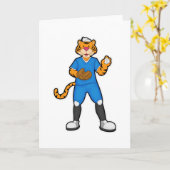 Tiger beim Baseball mit Baseballhandschuh und Mütz Karte (Gelbe Blume)