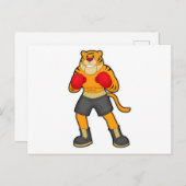 Tiger beim Boxen mit Boxhandschuhen Postkarte (Vorne/Hinten)