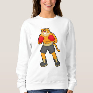 Tiger beim Boxen mit Boxhandschuhen Sweatshirt