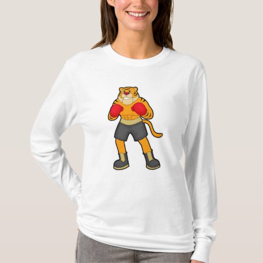 Tiger beim Boxen mit Boxhandschuhen T-Shirt (Vorderseite)