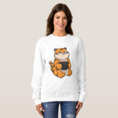 Tiger beim Essen mit Bowl Sweatshirt (Vorne ganz)