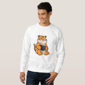 Tiger beim Essen mit Bowl Sweatshirt (Vorne ganz)