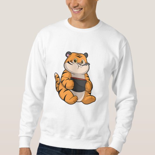 Tiger beim Essen mit Bowl Sweatshirt (Vorderseite)