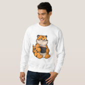 Tiger beim Essen mit Bowl Sweatshirt (Vorne ganz)