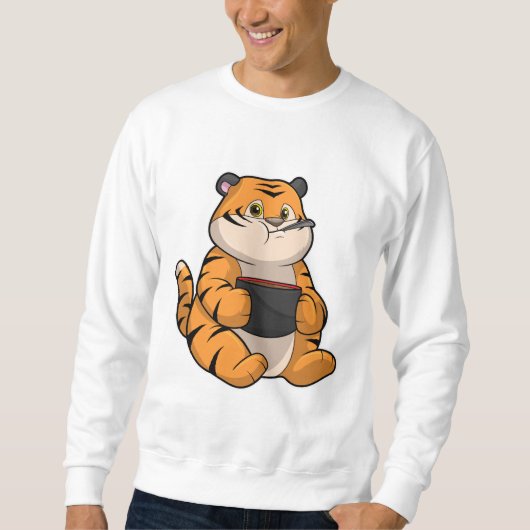 Tiger beim Essen mit Bowl Sweatshirt (Vorderseite)