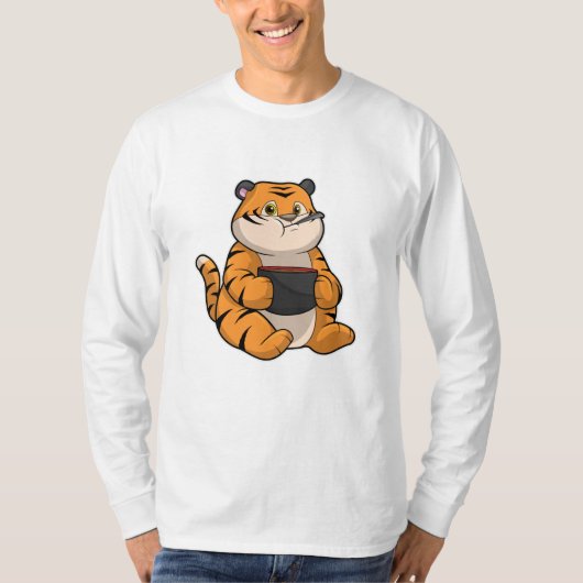 Tiger beim Essen mit Bowl T-Shirt (Vorderseite)