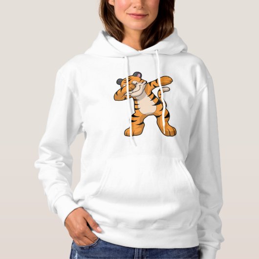 Tiger beim Hip Hop Dance Dab Hoodie (Vorderseite)