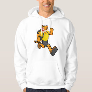 Tiger beim Laufen mit Rucksack Hoodie