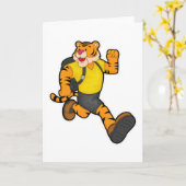 Tiger beim Laufen mit Rucksack Karte (Gelbe Blume)