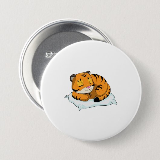 Tiger beim Schlafen mit Kissen Button (Vorne & Hinten)