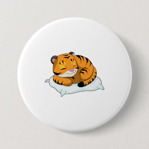 Tiger beim Schlafen mit Kissen Button