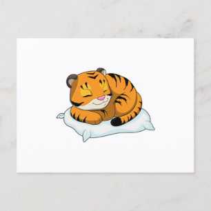 Tiger beim Schlafen mit Kissen Postkarte