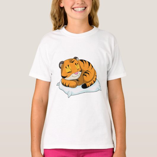 Tiger beim Schlafen mit Kissen T-Shirt (Vorderseite)