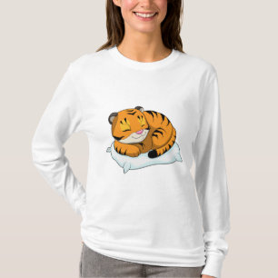Tiger beim Schlafen mit Kissen T-Shirt