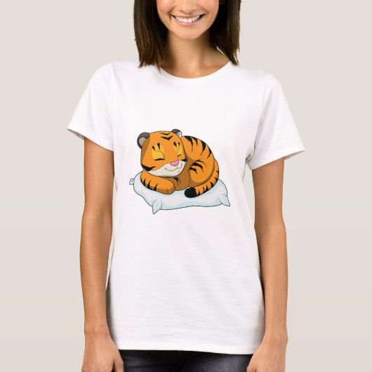 Tiger beim Schlafen mit Kissen T-Shirt (Vorderseite)