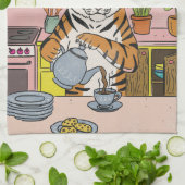 Tiger beim Teetrinken Geschirrtuch (Gefaltet)