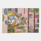 Tiger beim Teetrinken Geschirrtuch (Horizontal)