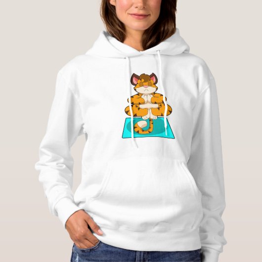 Tiger beim Yoga auf Yoga-Matte Hoodie (Vorderseite)