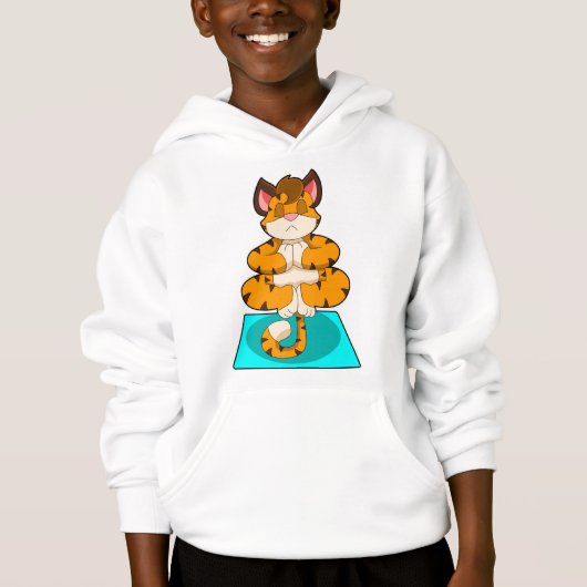 Tiger beim Yoga auf Yoga-Matte Hoodie (Vorderseite)