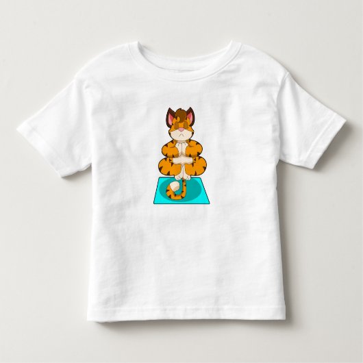 Tiger beim Yoga auf Yoga-Matte Kleinkind T-shirt (Vorderseite)