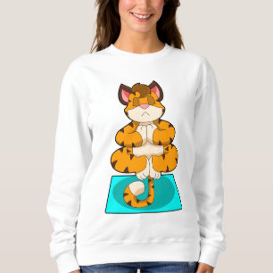 Tiger beim Yoga auf Yoga-Matte Sweatshirt