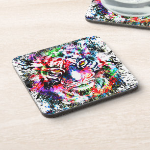 Tiger Beverage Coaster Abstrakt Zeichnend Tiger Getränkeuntersetzer
