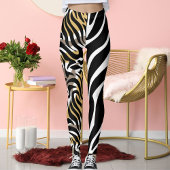 Tiger Big Cat Muster Tier Brown White Black Fun Leggings