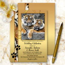 Tiger Big Cats Zoo or Safari Wedding Invitation