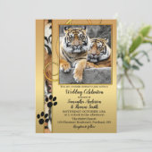 Tiger Big Cats Zoo or Safari Wedding Invitation Einladung (Stehend Vorderseite)