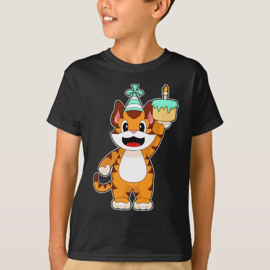 Tiger Birthday Candle Cake T-Shirt (Vorderseite)