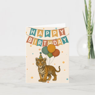 Tiger Birthday Card - Niedliches Jungtier Karte