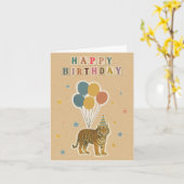 Tiger Birthday Card - Retro Collage Style Karte (Gelbe Blume)