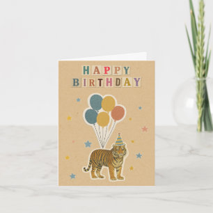 Tiger Birthday Card - Retro Collage Style Karte
