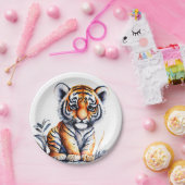 Tiger Birthday Celebration Pappteller (Party)