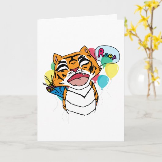 Tiger Birthday Karte (Gelbe Blume)