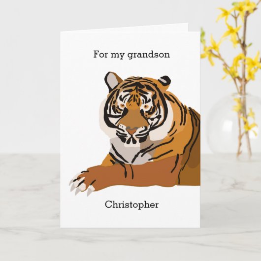 Tiger Birthday Karte (Gelbe Blume)
