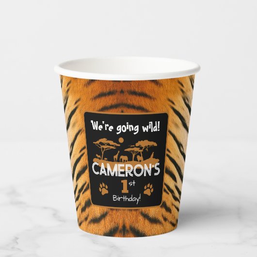 Tiger Birthday Papier Becher (Vorderseite)