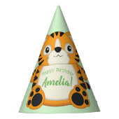 Tiger Birthday Party Green Partyhütchen (Vorderseite)