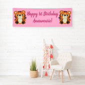 Tiger Birthday Party Pink Banner (Insitu)