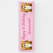 Tiger Birthday Party Pink Banner (Vertikal)