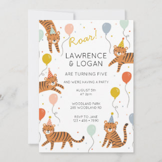 Tiger Birthday Party - zwei Namen Einladung